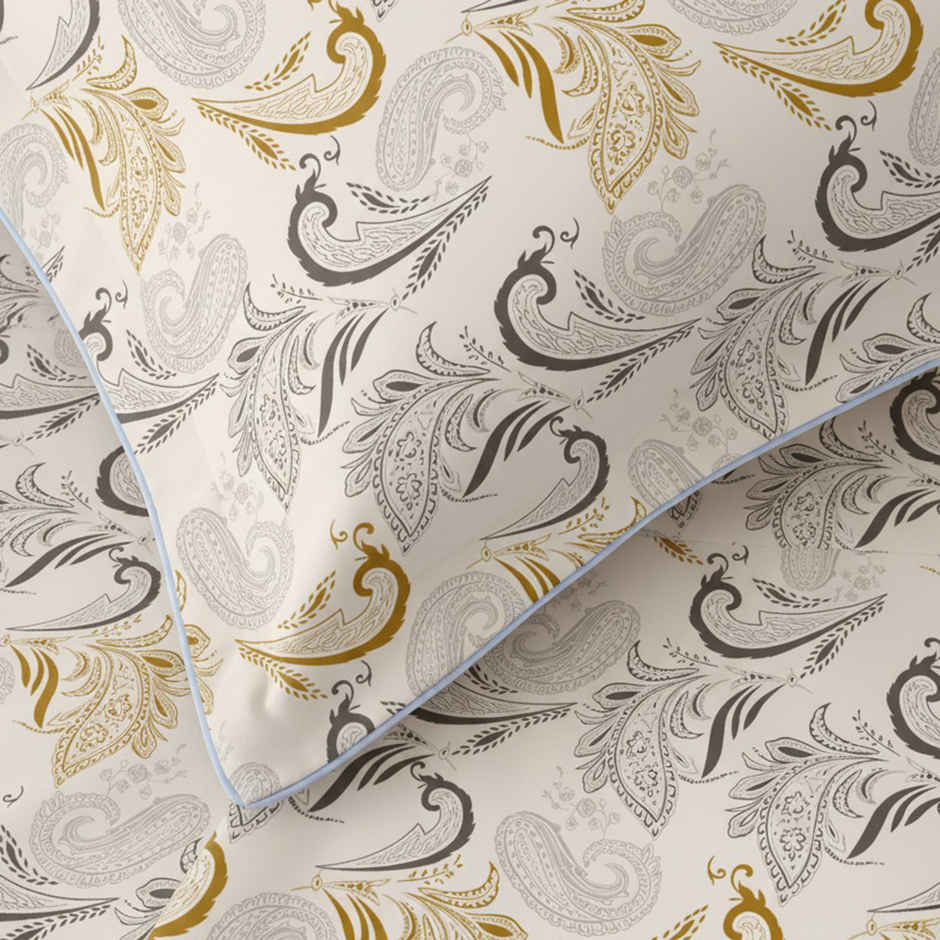 Raymond Home 120 GSM Hazel Floral Double Bedsheet with 2 Pillow Covers Off White