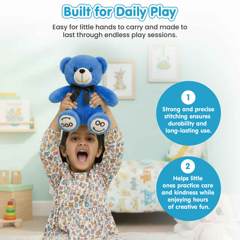 Kidology Cute Teddy Plush Stuffed Toy | Blue - 20 cm