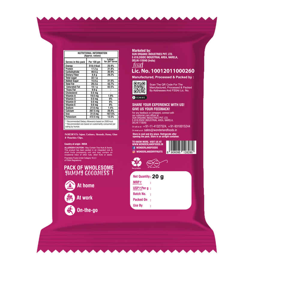 Wonderland Foods Vrat Anjeer Bites