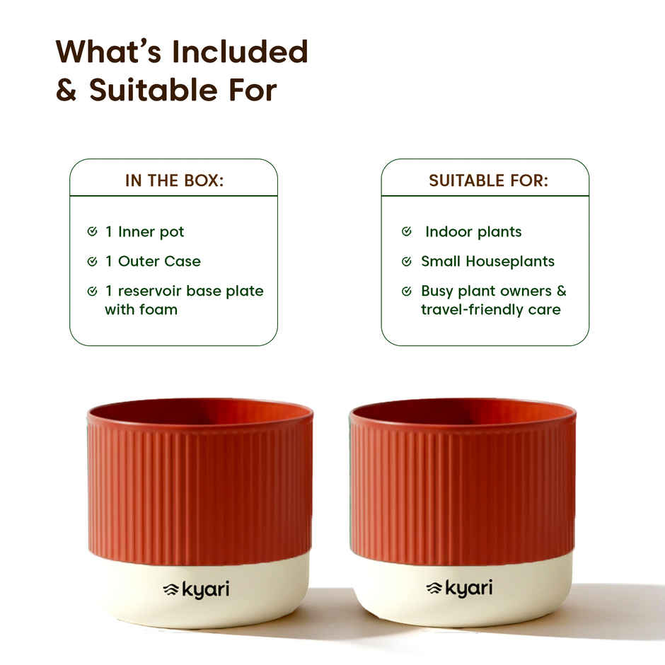 Kyari Self Watering Red Mylo Pot | Indoor Plant Planter
