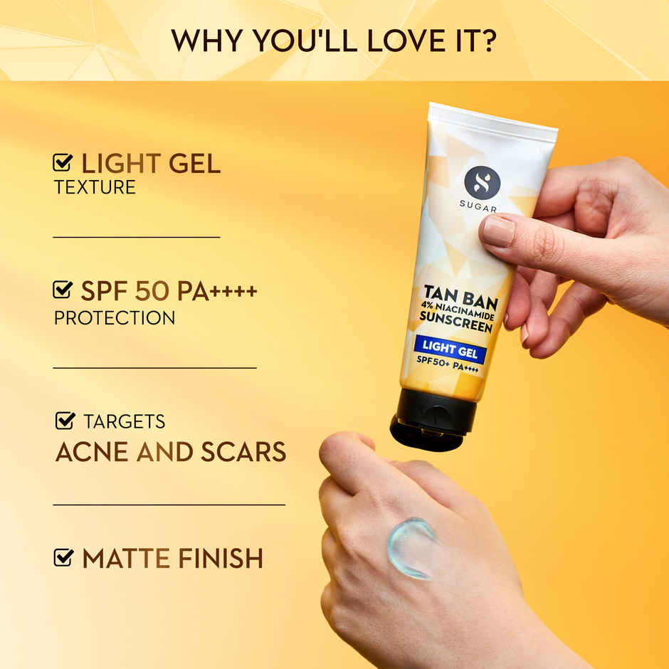 SUGAR Cosmetics Tan Ban 4% Niacinamide Sunscreen Light Gel