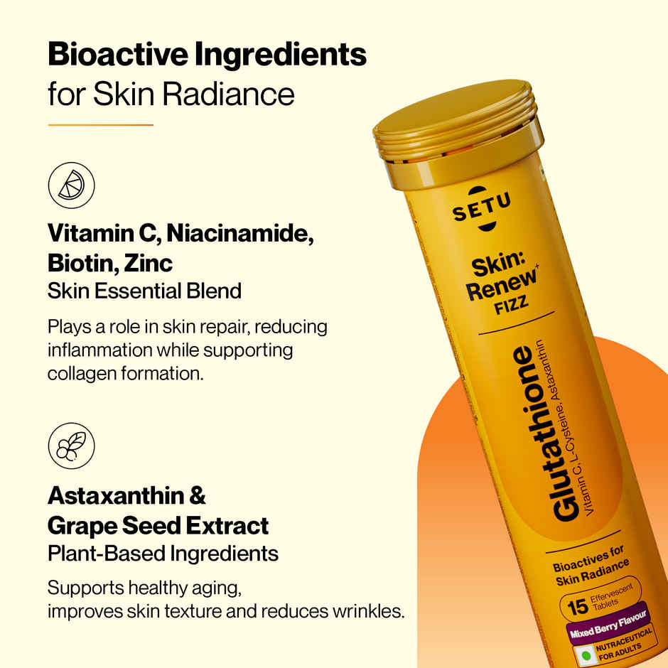 Setu Skin Renew Glutathione Effervescent Tablets - Pack Of 1 - Mixed Berry