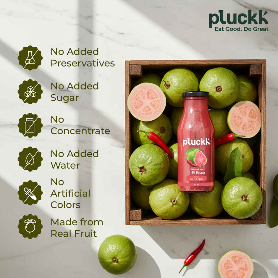 Pluckk Cold Pressed Extracted Guava Juice |No Preservatives | No Added Sugar
