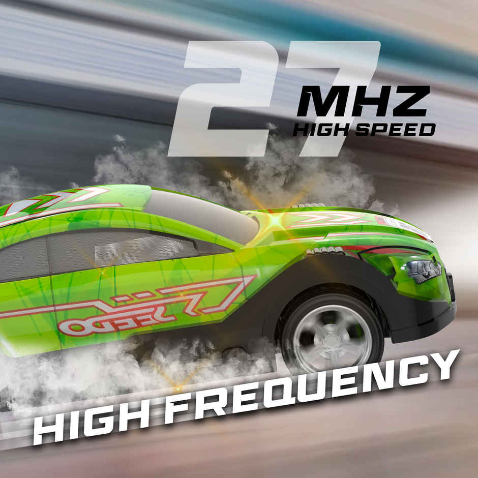 SEEDO Remote Control Car 1:24 , 27 MHz, USB Rechargeable, Fast Speed Dazzling Car | Green