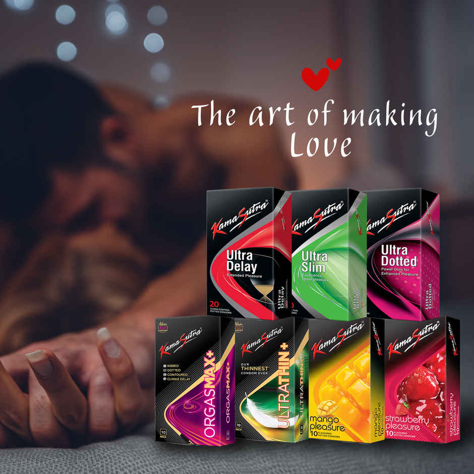 Kama Sutra Orgasmax+ Condoms(10pc) & Kama Sutra Personal Lube Strawberry(50ml) Combo