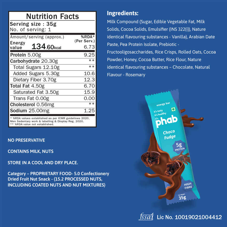 Phab 5g Protein Energy Bar - Choco Fudge
