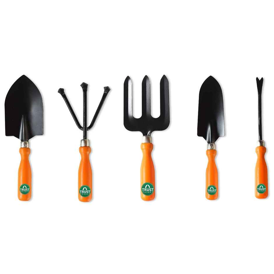 TrustBasket Gardening Hand Tools Kit | Cultivator, Trowels, Weeder & Fork for Home Use
