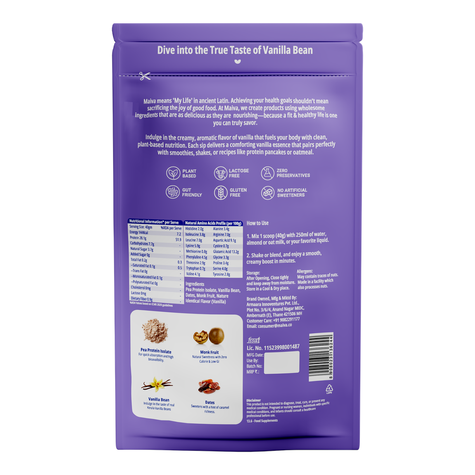 Maiva Pro Plant Protein Powder - Kerala Vanilla Bean