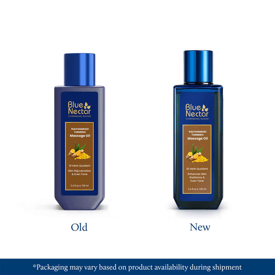 Blue Nectar Nalpamaradi Thailam | Turmeric Massage Oil for Skin Brightening & Tan Removal
