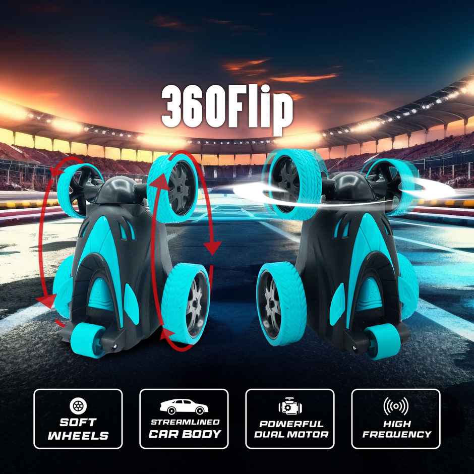SEEDO Remote Control Car 1:24 , 27 MHz, USB Rechargeable, Fast Speed stunt Car | Turquoise Blue