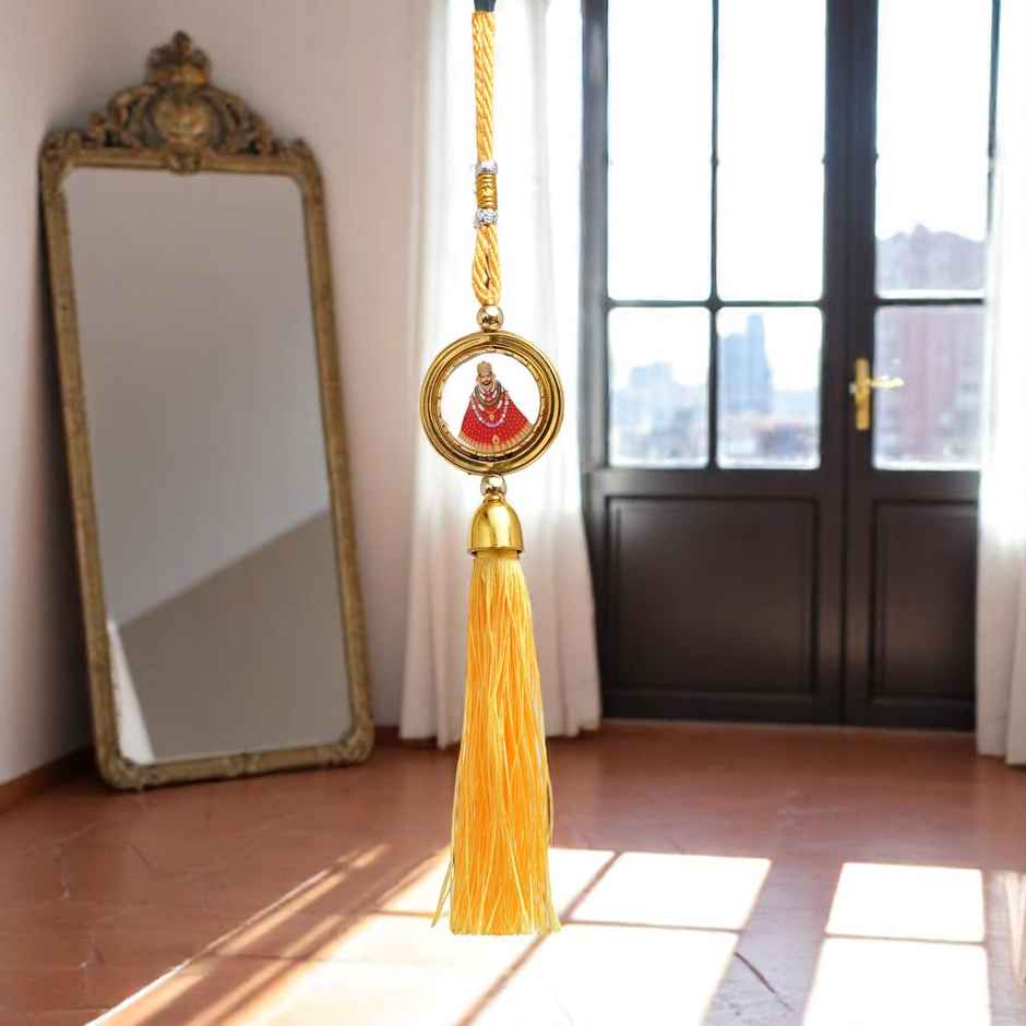 Divine Vibes Round Shape Rotational Dual Side Khatushyam Ji Decorative Car Hanging