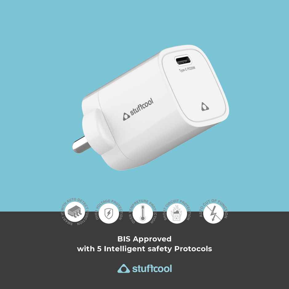 Stuffcool Nuevo 20W Smallest Wall Charger for iPhone (White)