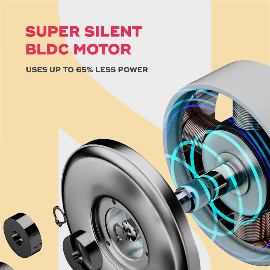 Nuuk Lit BLDC Table Fan, 7 Inch, Rechargeable,Mood Light & Remote Control,4 Wind Modes,Serene Grey