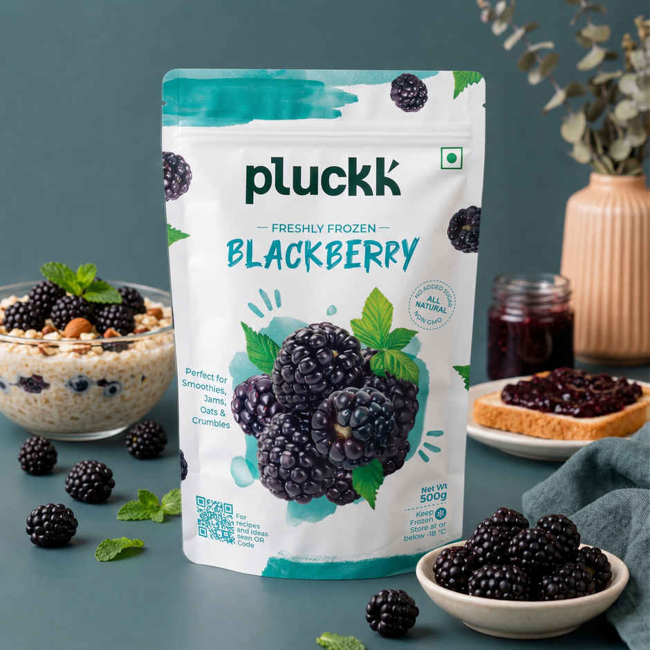 Pluckk Fresh Frozen Blackberry Natural No Added Sugar Non GMO High Fiber Vitamin Rich Snack