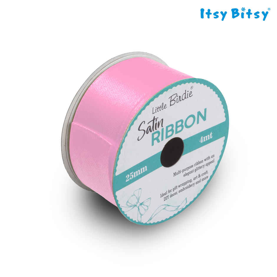 Itsy Bitsy Satin Ribbon | 25 mm | Baby Pink | 4 m | 1 Roll | LB