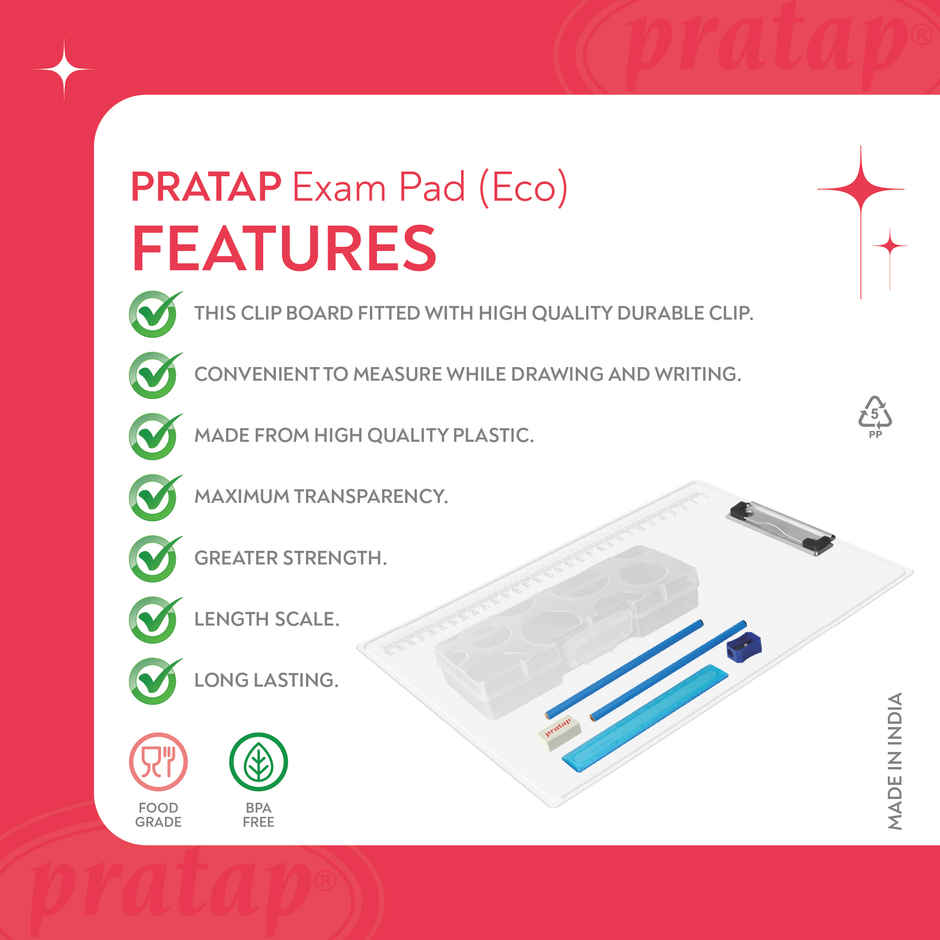 PRATAP Eco Exam Pad Set With Bubble Box & Stationery In Pouch Bag
