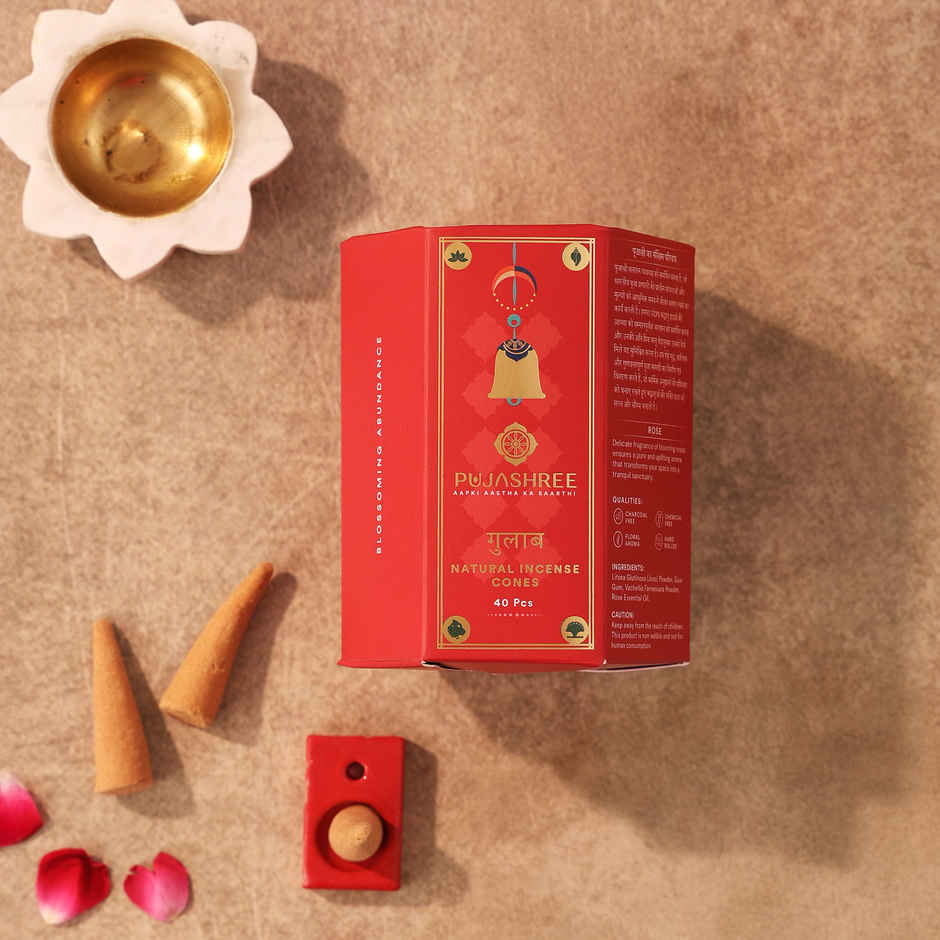 Pujashree Natural Incense Cones Rose | 2 inches