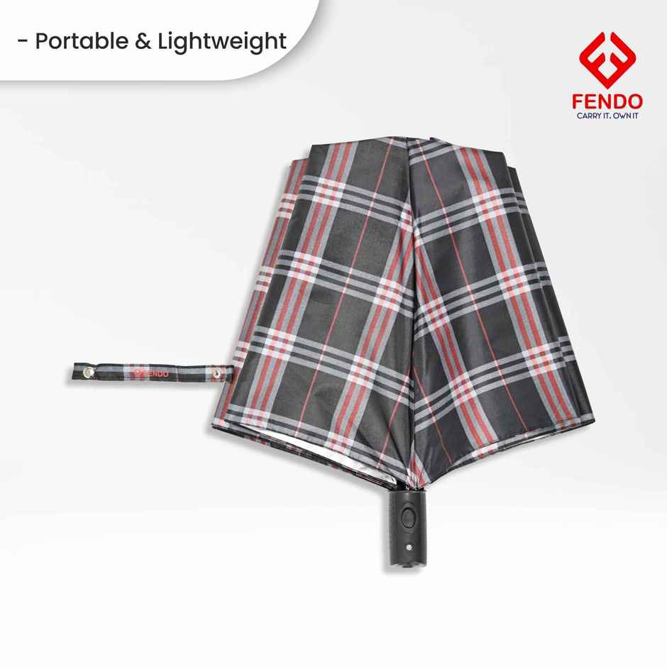 Fendo Emmott Auto Open Sun & Rainproof Regular Umbrella| Brown Checks | 24.5 Inch | 2 Fold