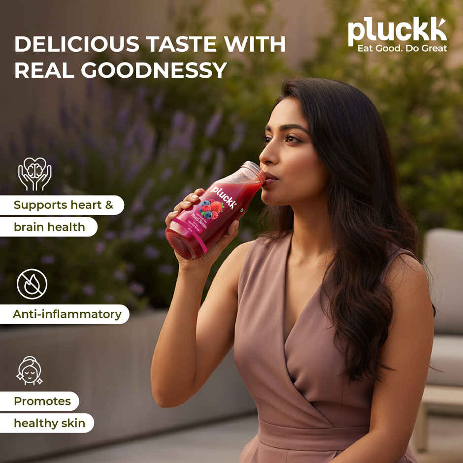 Pluckk Cold-Pressed Mixed Berries Juice | No Sugar, No Preservatives | Antioxidant-Rich | Combo