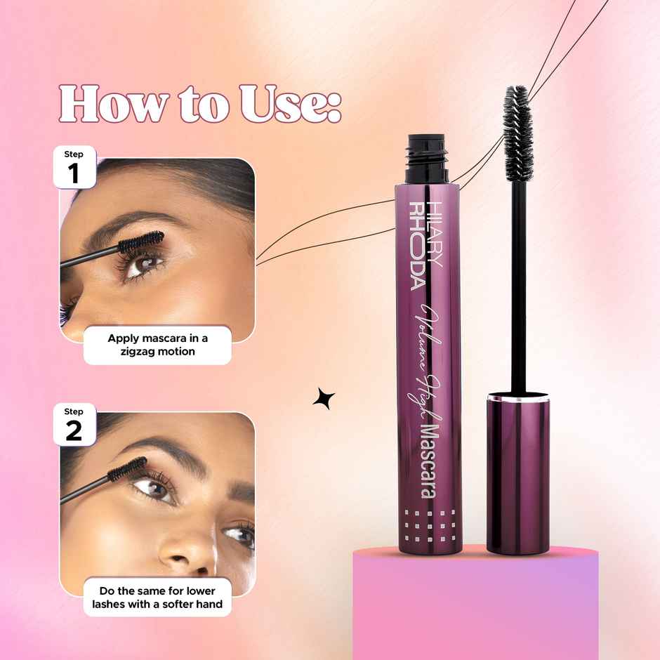 Hilary Rhoda Volume High Mascara | Smudge-free & Water-resistant Mascara | Lash-Lift Effect | Black