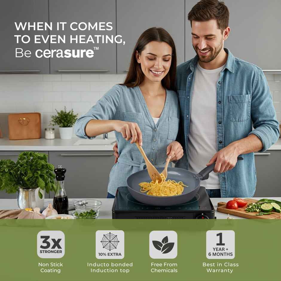 Tower Cerasure Non Stick Frypan | Stain Resistant | Gas and Induction Compatible - 24 cm