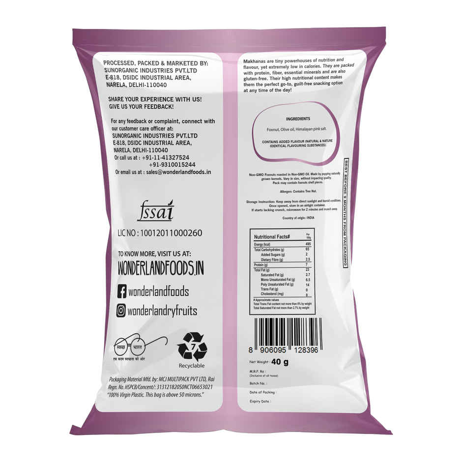 Wonderland Foods Roasted Pink Salt Flavoured Makhana