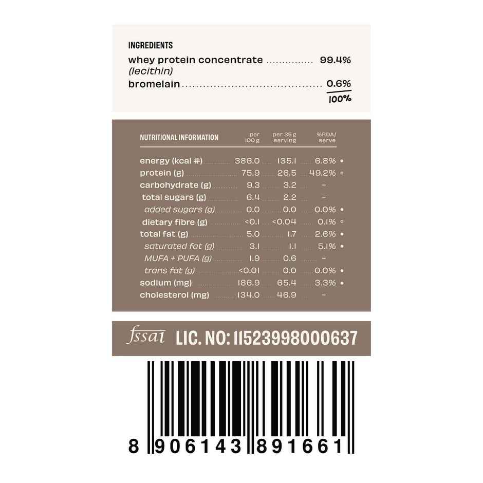 The Whole Truth Unflavoured Whey Protein Concentrate (26g Protein Per Scoop)