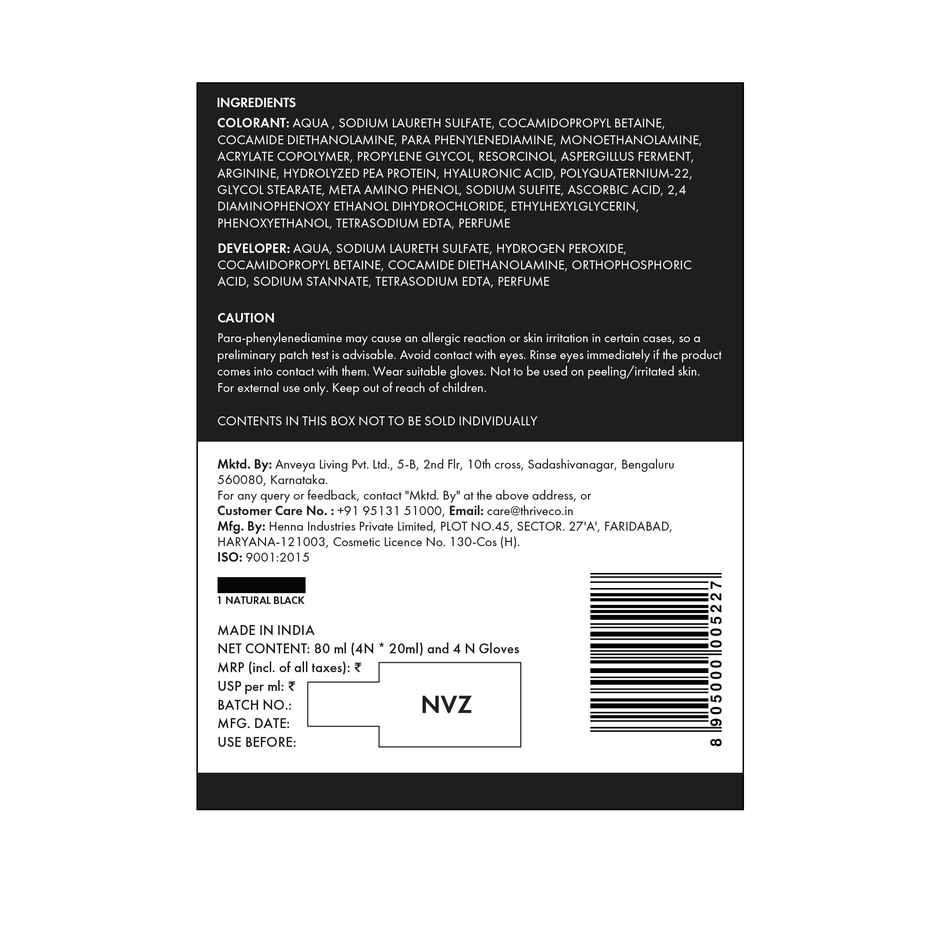 ThriveCo Coloring Shampoo With Hyaplex For Rich - Shiny Colored Hair | Ammonia-Free | Natural Black