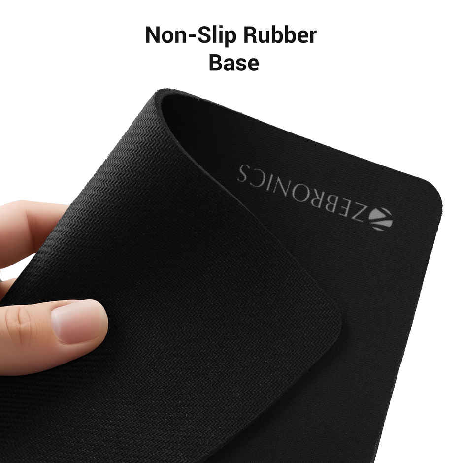 Zebronics MSP-X1 Mouse Pad, for Speed and Precision Operation, Smooth Cloth Surface, Roll and Go, Optimised for All Mouse Sensors, Anti Slip Rubber Base, Surface of 232 x 182 mm - Black