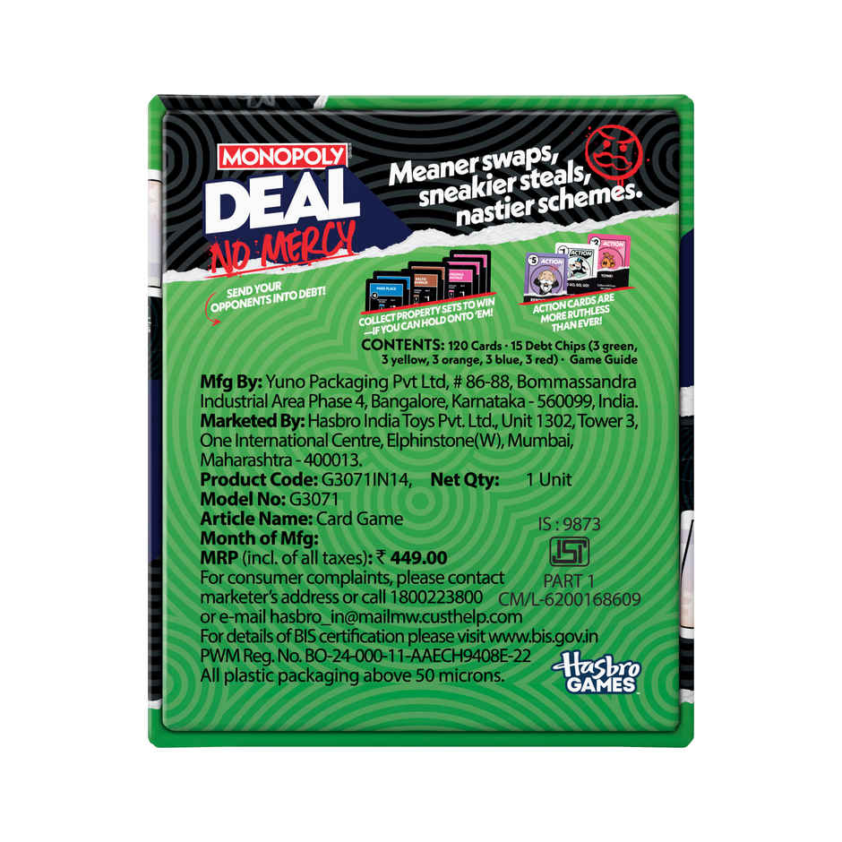Hasbro Monopoly Deal No Mercy Card Game
