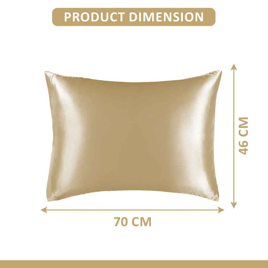 Kuber Industries 2 Pcs Satin Pillow Covers for Hair with 3 Scrunchies for Women | Champagne