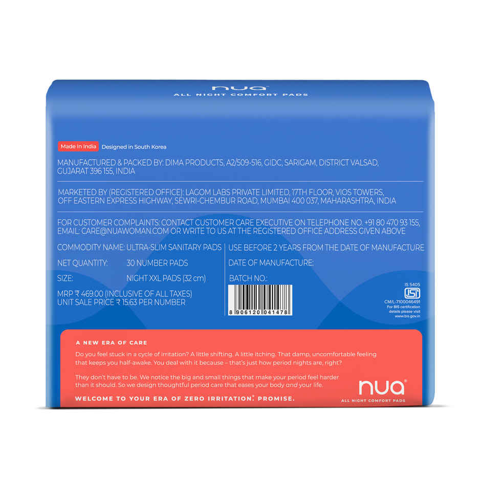 Nua All Night Comfort Sanitary Pads | 30 XXL