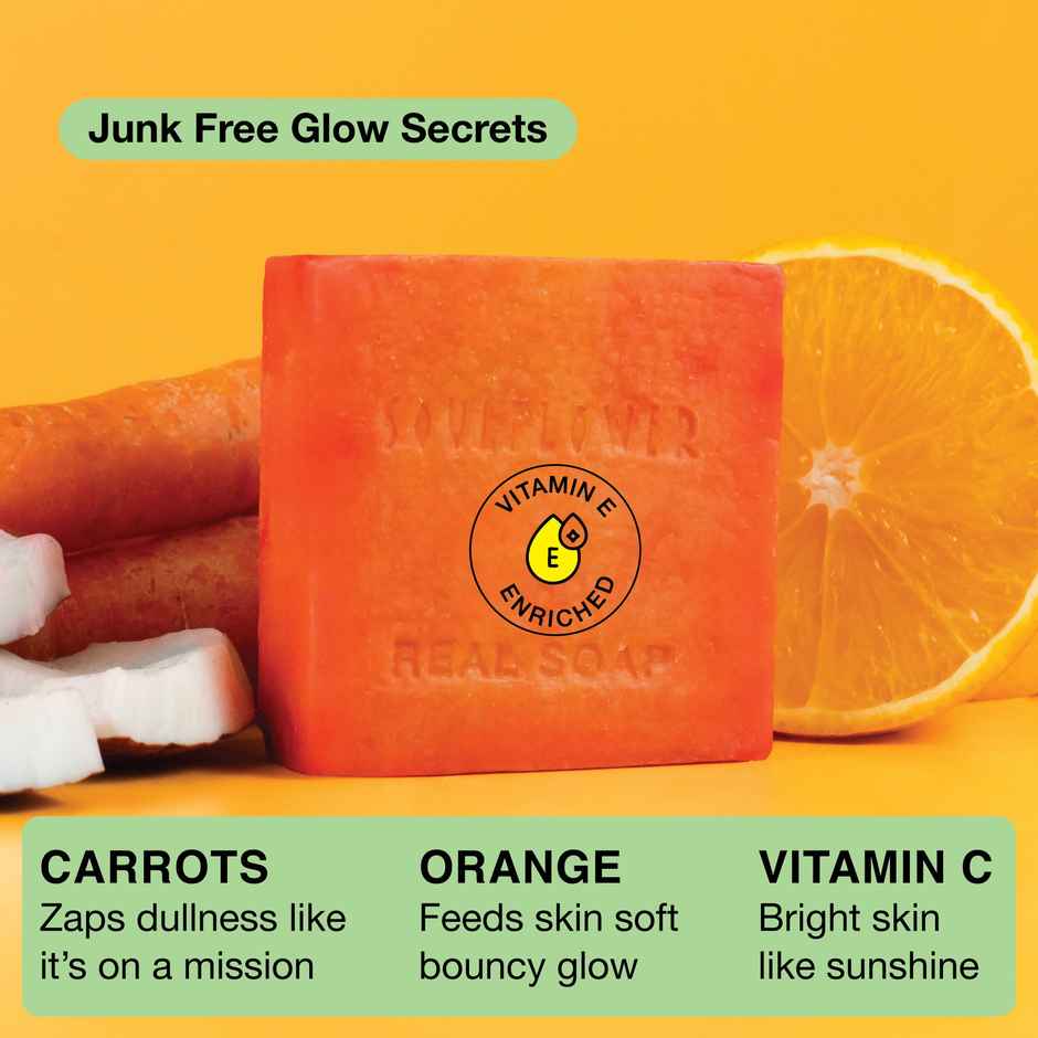 Soulflower Orange Carrot Soap - Glowing Skin | Natural