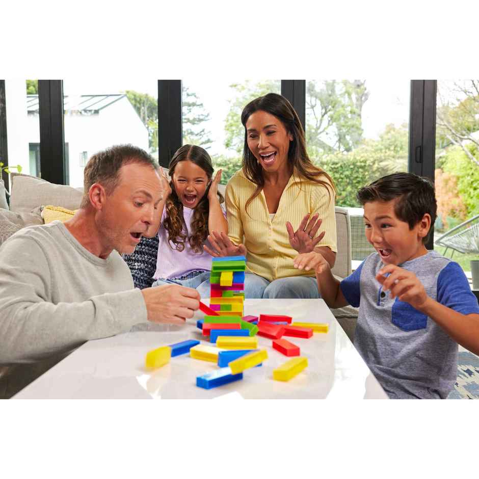 UNO Stacko Game for Kids and Family with 45 Colored Stacking Blocks and Tray