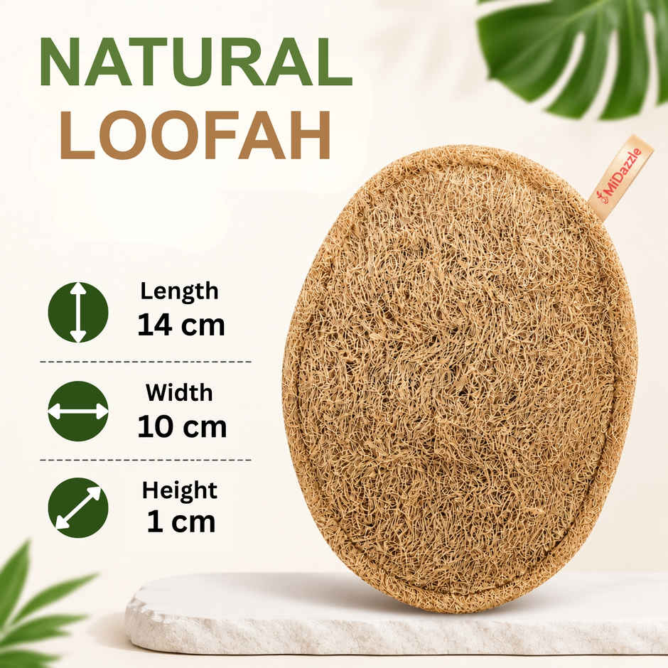 Midazzle 100% Natural Body Scrubber Organic Loofah for Bathing | Oval | MIOL6102