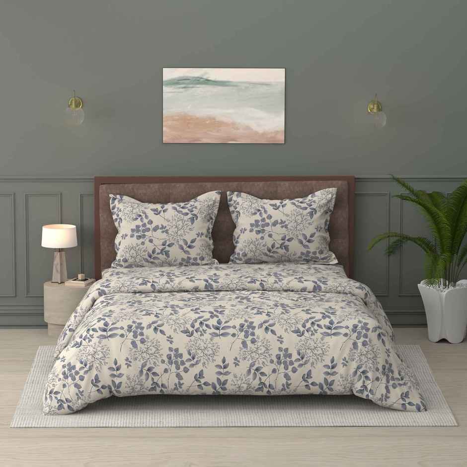 Raymond Home Off White Floral Comforter 110 TC Double Bedsheet with 2 Pillow Cover Bedding Set