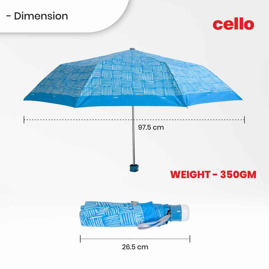 Cello Drizzle 21.5 Inch 3 fold Mix Print Umbrella | Silver Blue