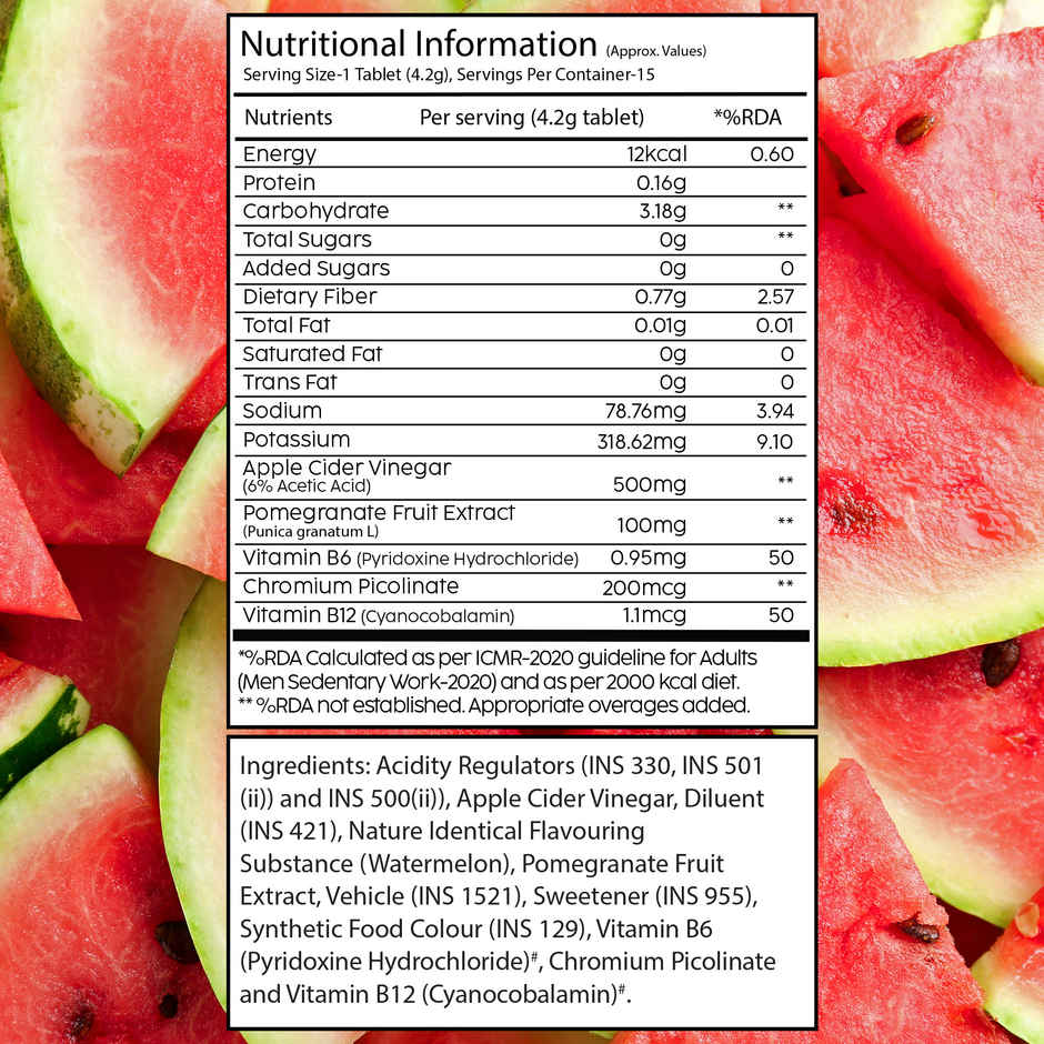 Plix Apple Cider Vinegar Effervescent for Weight Loss (Juicy Watermelon) - Pack Of 1 Combo 