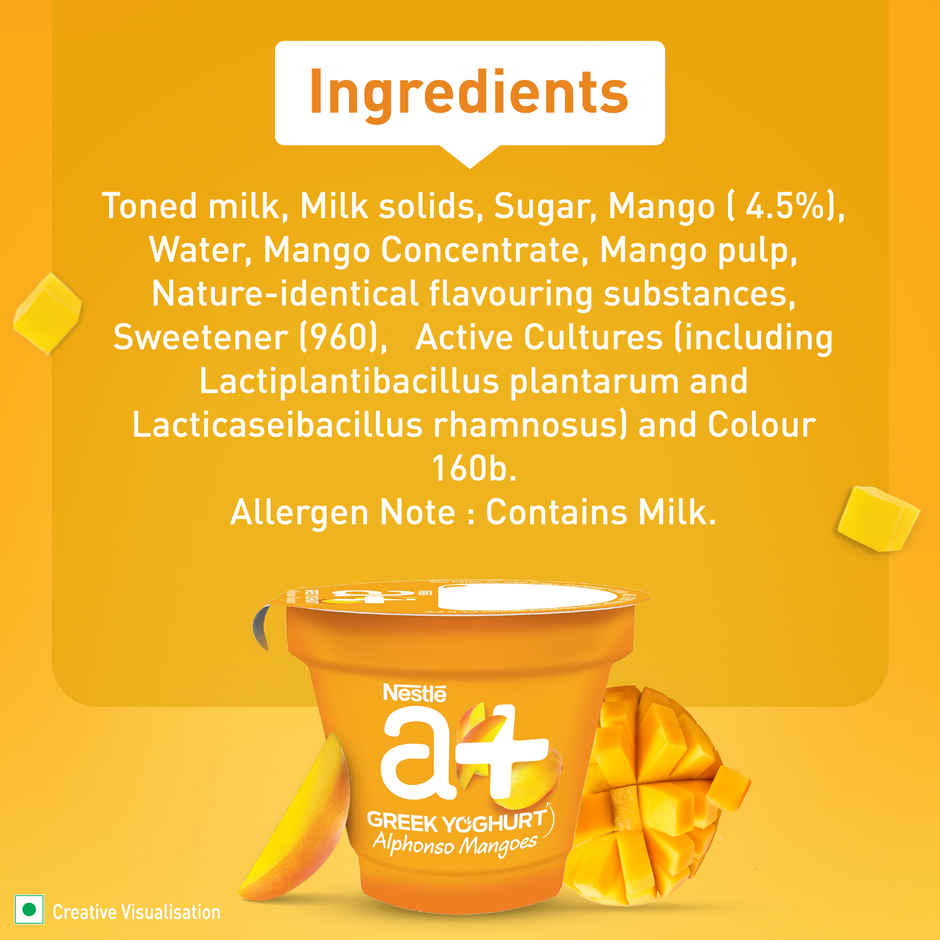 Nestle a+ Greek Yoghurt - Alphonso Mangoes | Perfect Sweet Treat for your cravings