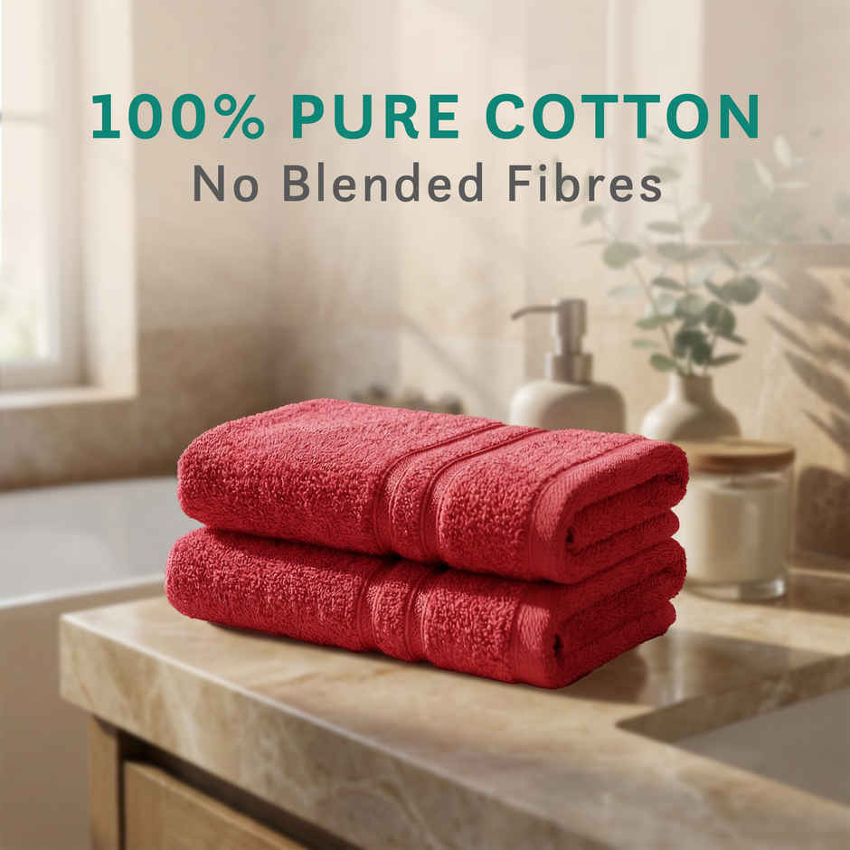 Mytrident Comfort Living Cotton Hand Towel Set | Tangy Tomato