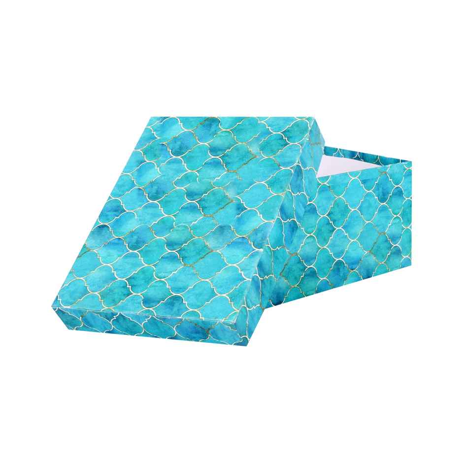 Itsy Bitsy Gift Box Moroccan Trellis Aqua Shimmer L25.5 x W20.5 x D11 cm 
