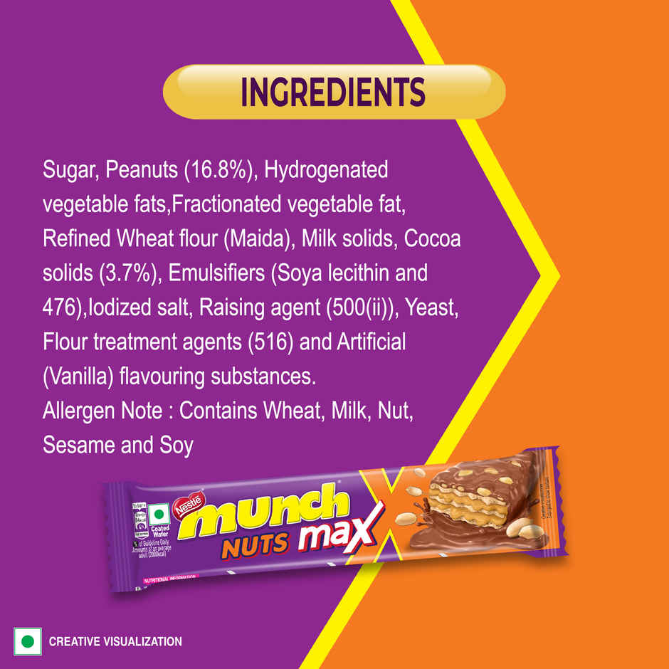 Munch Max Nuts | Double Choco Coated Wafer Bar With Crunchy Nuts
