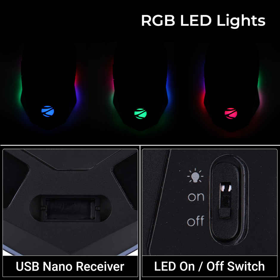 Zebronics Shark Lite Gaming Mouse, 4600Dpi, Comfortable & Ergonomic, Rgb Lights, 6 Buttons