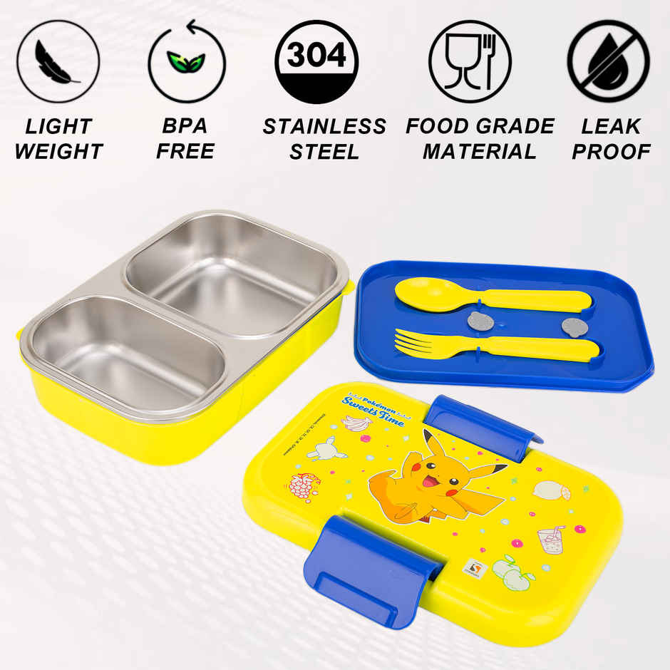 Striders Pokemon Double Compartment Lunch Box With Cutlerys Multicolor | 460 ml