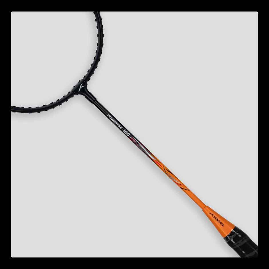 Hundred Powertek 100 | 2 Strung Badminton Rackets + 1 Full Cover + 3 pc Aura Nylon Shuttlecocks