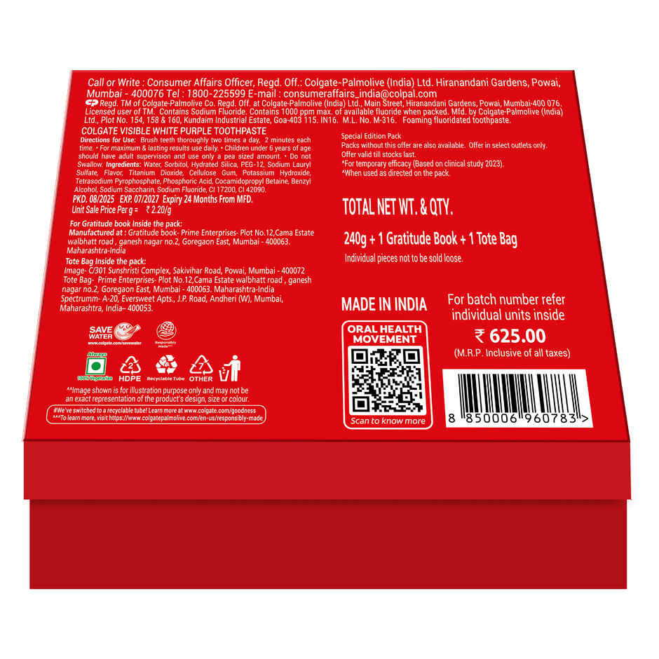 Colgate Visible White Purple Special Edition Kit with IU | Signed Gratitude Journal & Tote Bag