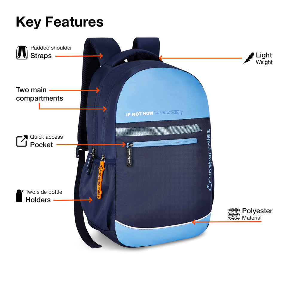 Nasher Miles Backpack for Unisex | Laptop Backpack | Casual History | Navy Blue - 31L