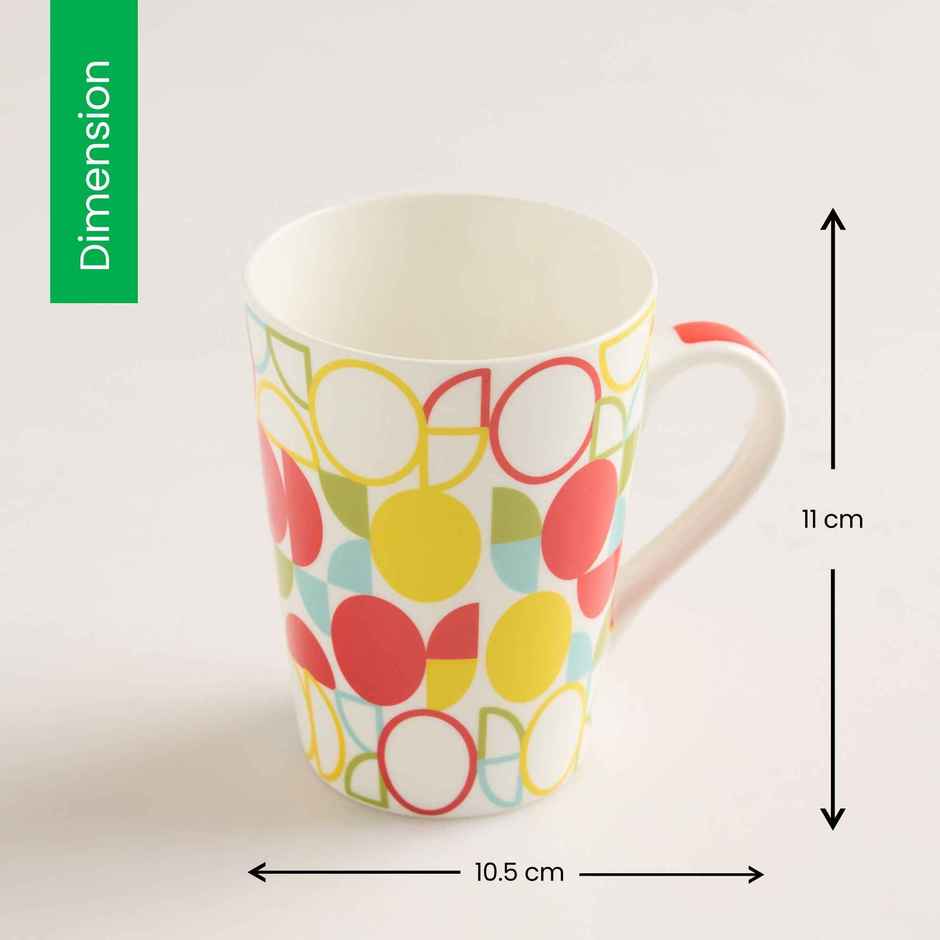 United Colors of Benetton Bone China Printed Mug | Microwave Safe | Gift Set - 320 ml