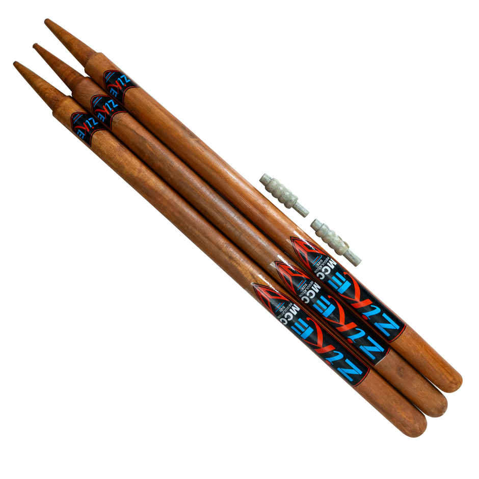 Zike Wooden Cricket Stumps with Bails (3 Piece Wooden wickets, 2 Piece bails)