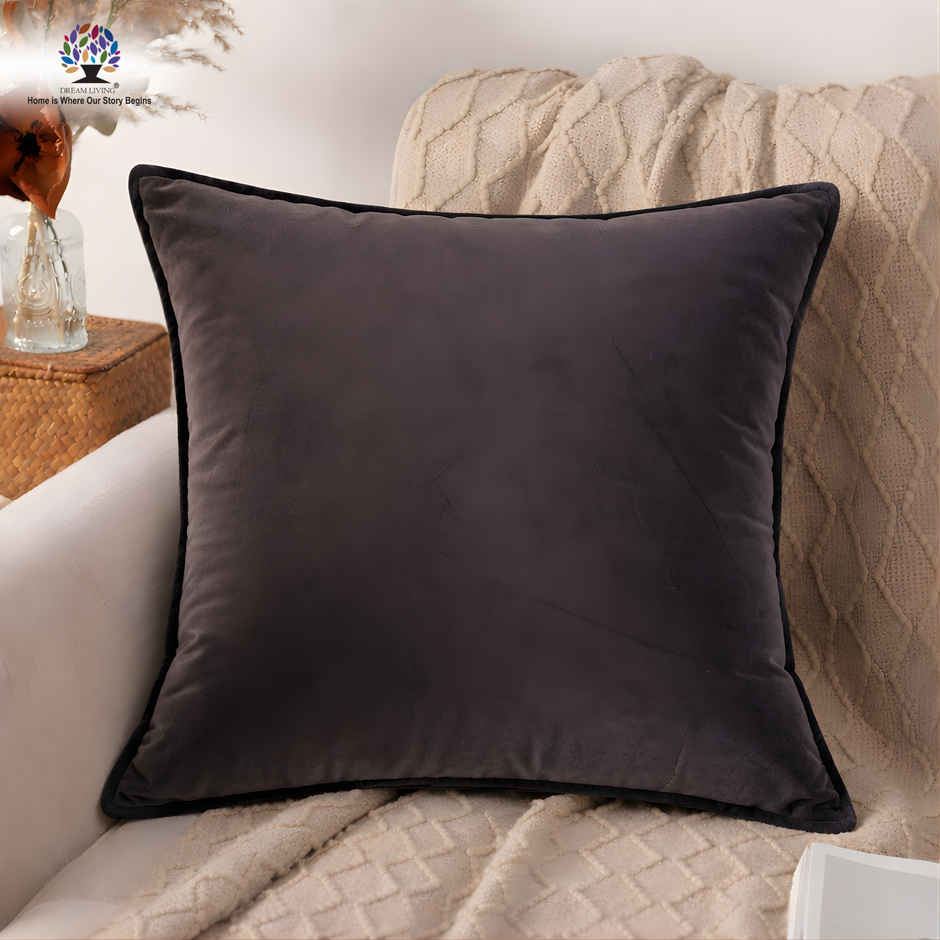 Dream Living Solid Cushion Covers Velvet Decorative Cushion Cover | 40x40 cm | Set  of 2 | Coffee